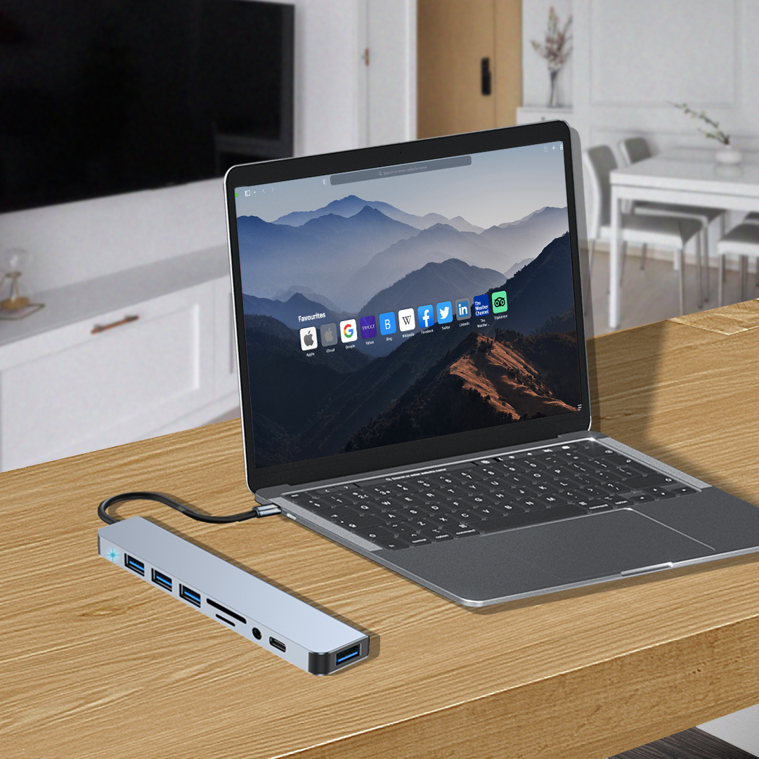 Ethos 8-in-1 USB C Hub New Type-C Adapter - 5D Global Distributions